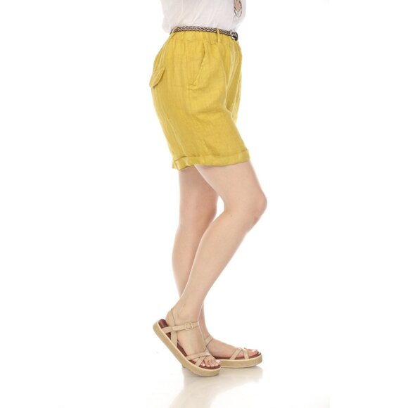 Mustard Shorts with twisted Belt - Picture 3 of 4